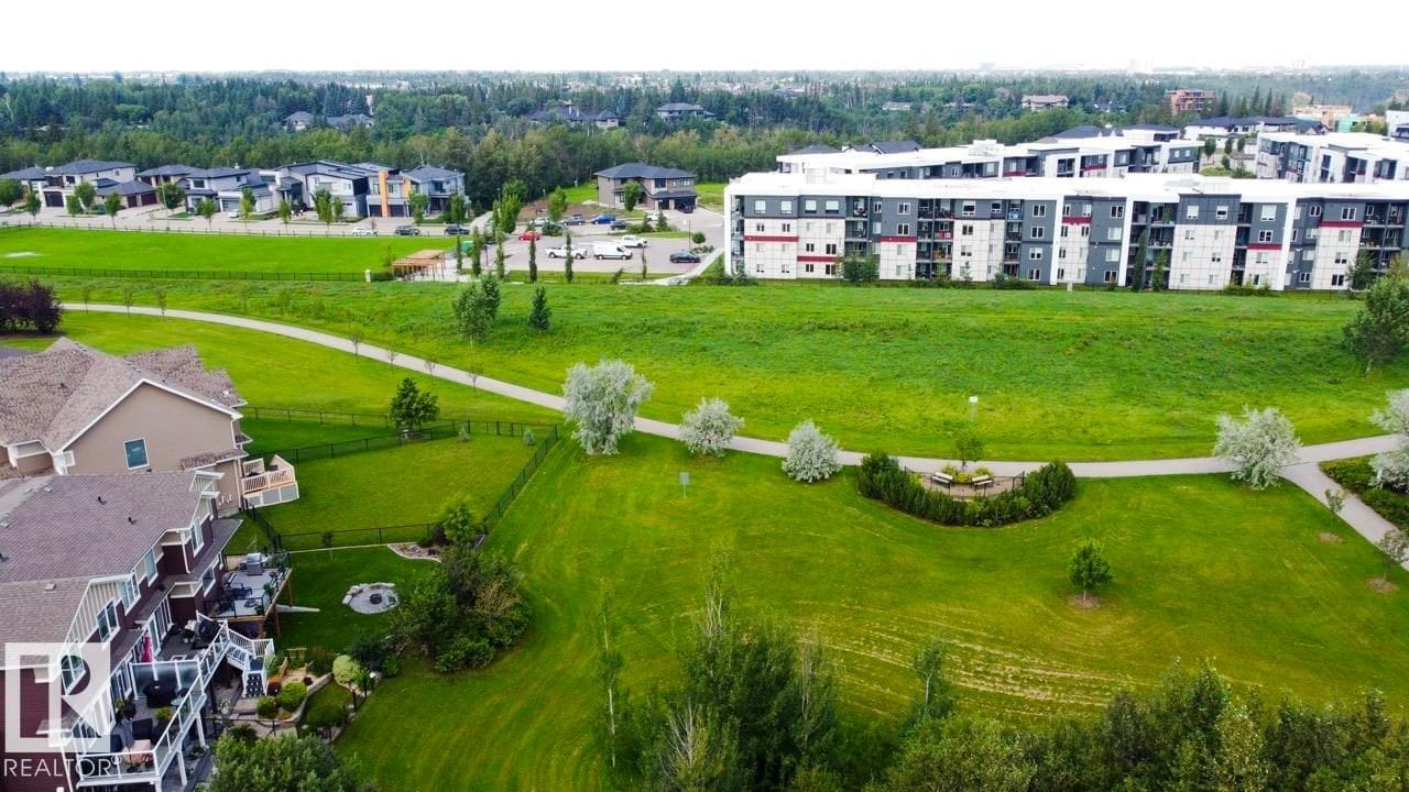 Aerial view of green space in the community