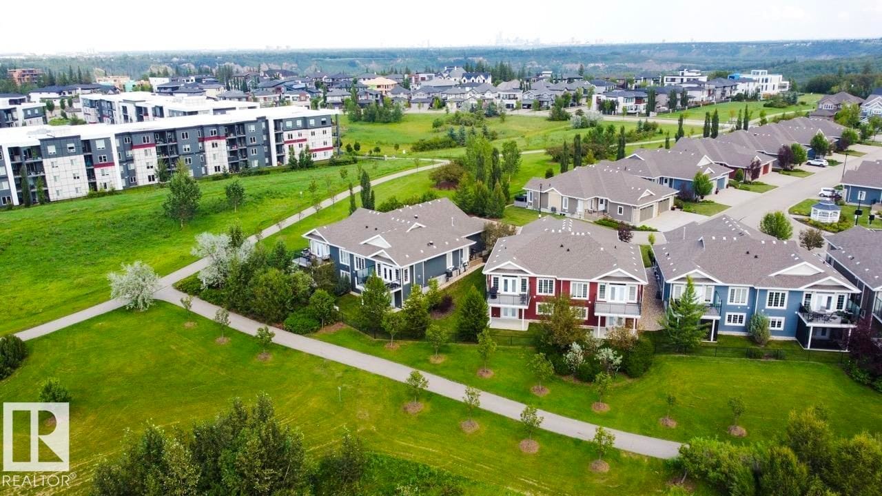 Aerial view of walking trails and homes