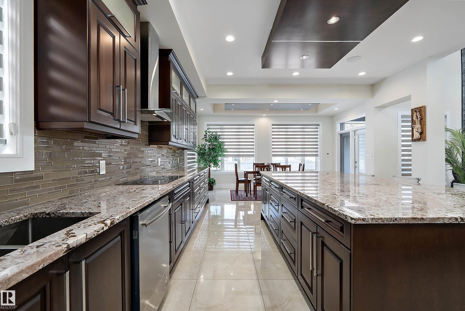 Kitchen prep run with extended granite counter
