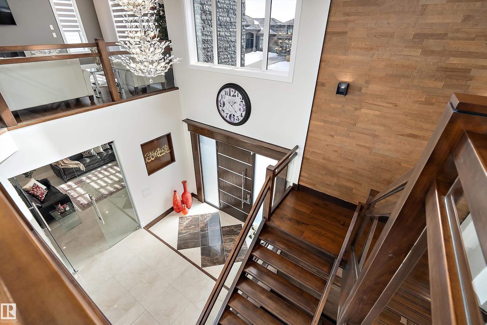 Staircase seen from the upper landing