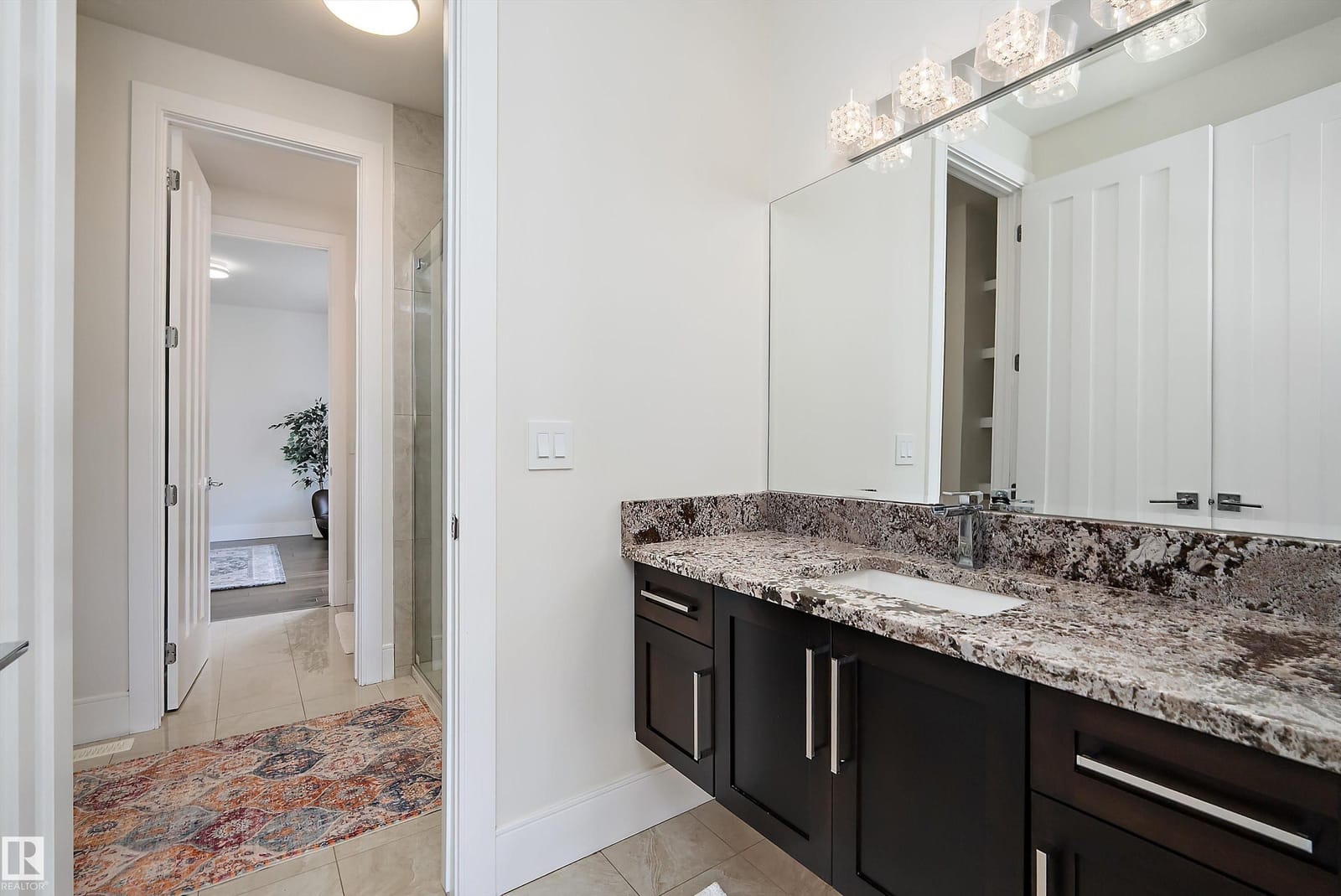 Bathroom with granite vanity