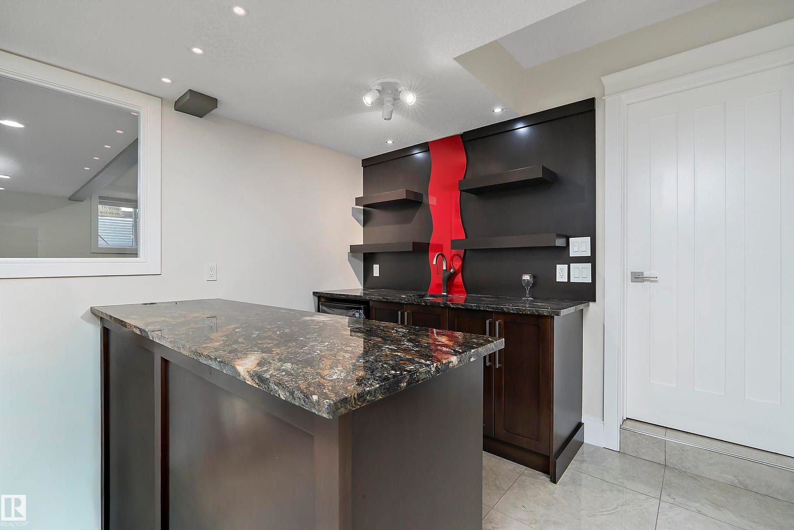 Wet bar with granite counter
