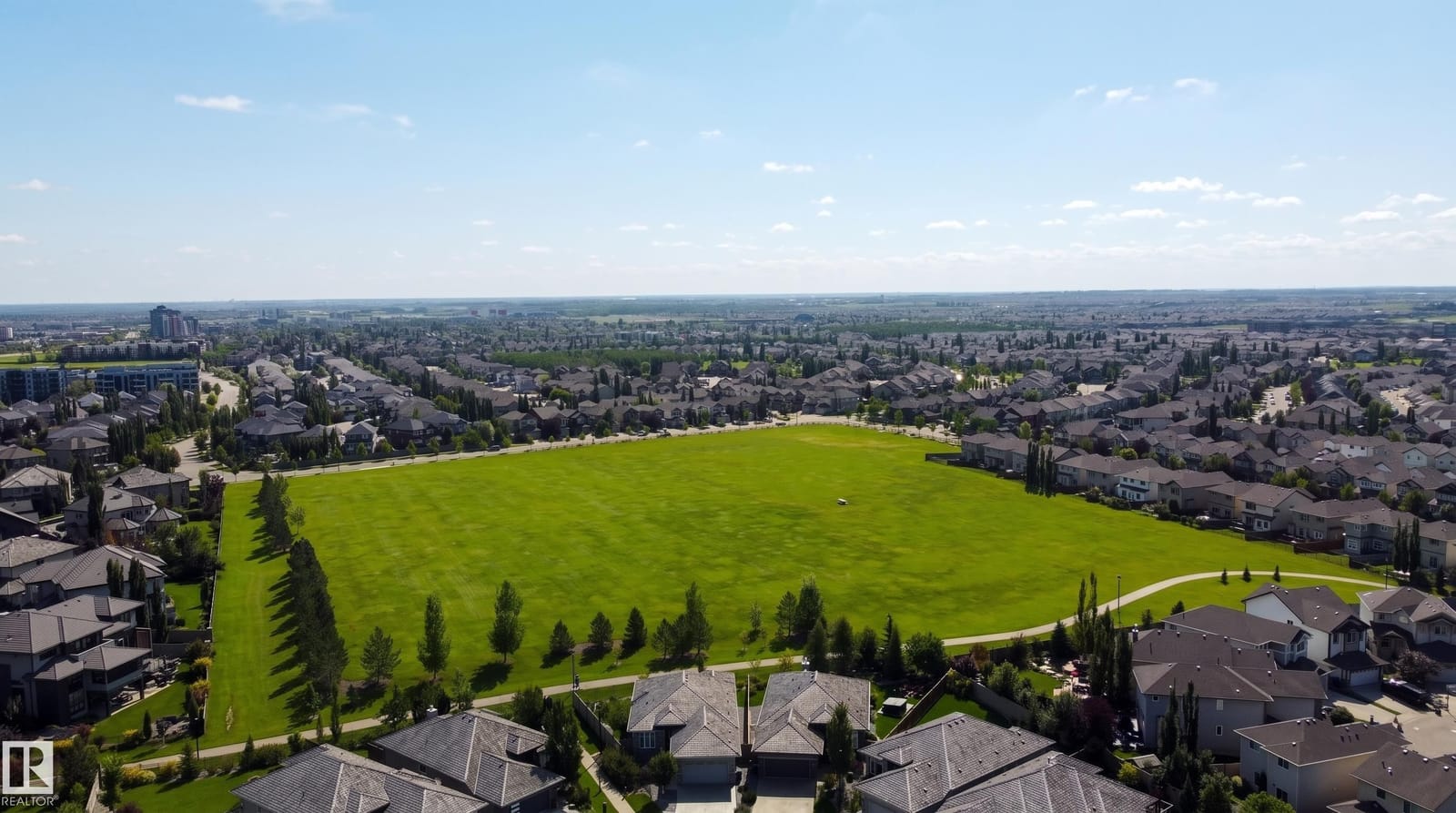 Aerial view of nearby park space in the community